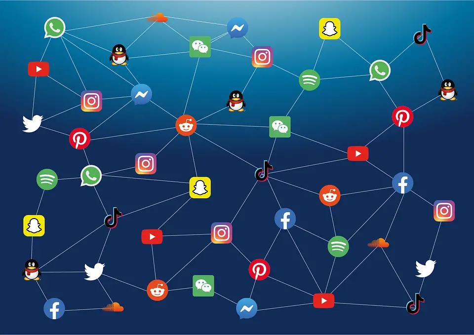 A network of social media logos