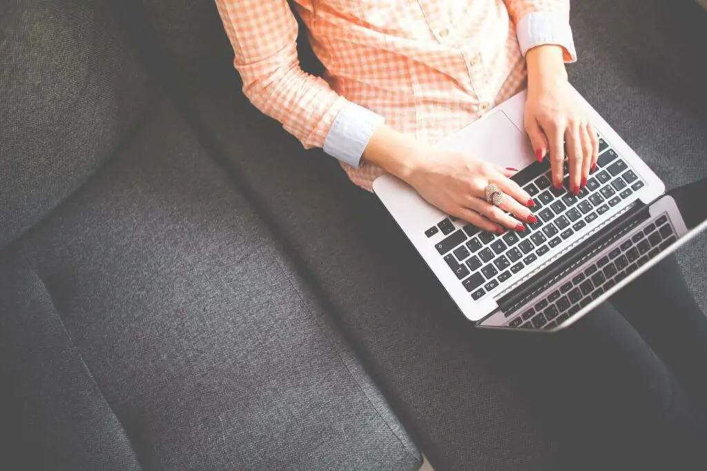 A woman using a laptop